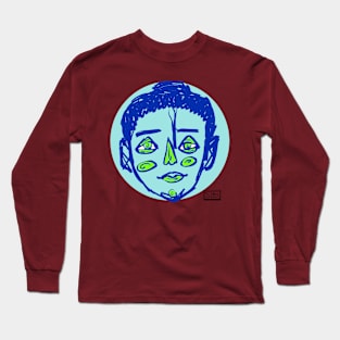 Light blue sketchy face Long Sleeve T-Shirt